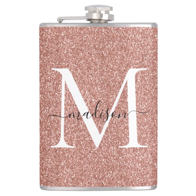 Flasques Pailleté Rose Gold Fille Stylée Monogramme (Devant)