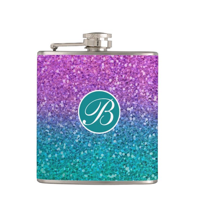 Flasques Pailleté Rose Turquoise Aqua Bleu Et Violet (Devant)
