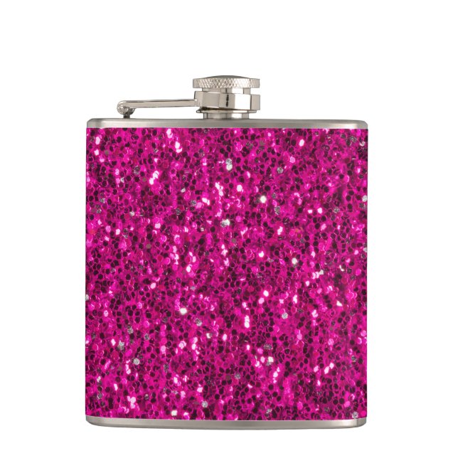 Flasques Paillettes fausses scintillantes rose chaud (Devant)