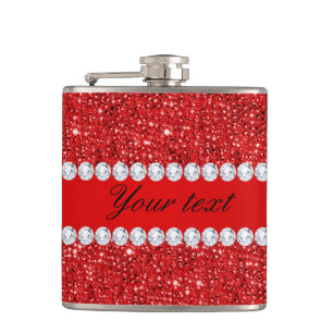 Flasques Paillettes rouges et diamants de Faux fascinant