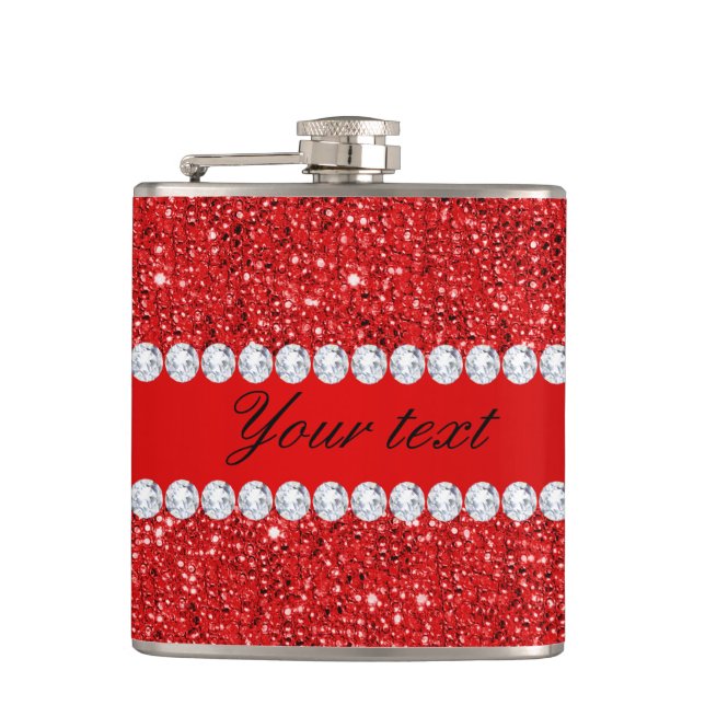 Flasques Paillettes rouges et diamants de Faux fascinant (Devant)