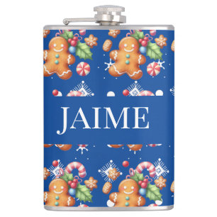 Flasques Pain d'épice Noël Menthe Bleu Nom Neige 