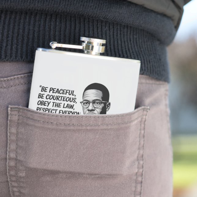 Flasques Paix et force – Citation inspirante de Malcolm X  (In Situ)