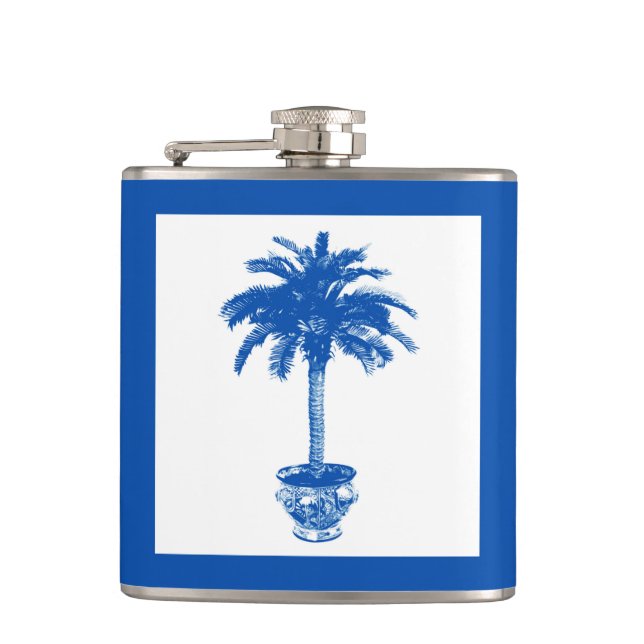Flasques Palmier pointilleux - bleu cobalt et blanc (Devant)