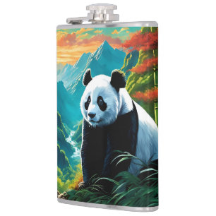 Flasques Panda dans la forêt de Bamboo sur /mountain