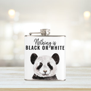 Flasques Panda Funky Moderne Noir Et Blanc Avec Citation