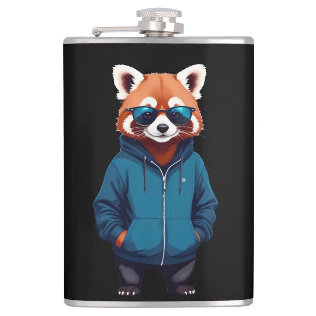 Flasques Panda rouge porter Sweat - shirt à capuche drôle C (Devant)