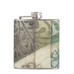 Flasques Panneau de jardin avec Feuilles, fleurs et herbe