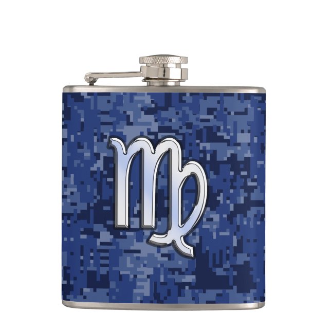 Flasques Panneau Virgo Zodiac sur Camouflage numérique bleu (Devant)