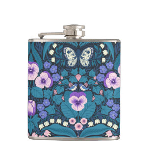 Flasques Pansies, oiseaux et papillons