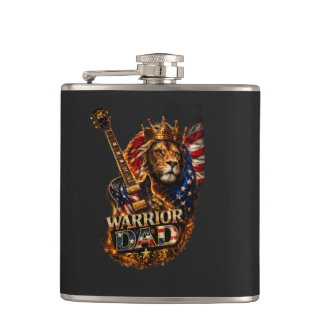 Flasques Papa guerrier Lion Drapeau américain Guitare 