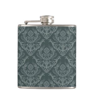 Flasques Papier peint floral vert de luxe de damassé