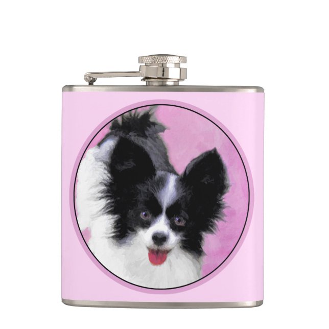 Flasques Papillon (blanc et noir) Peinture - Chien Art (Devant)