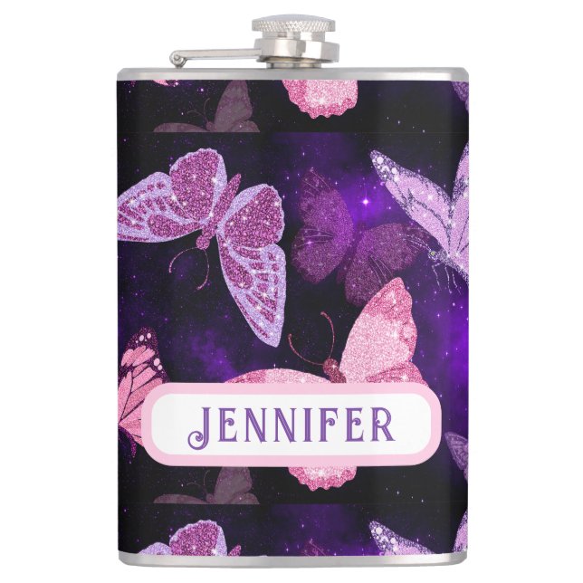 Flasques Papillon cool Noir Et Violet (Devant)