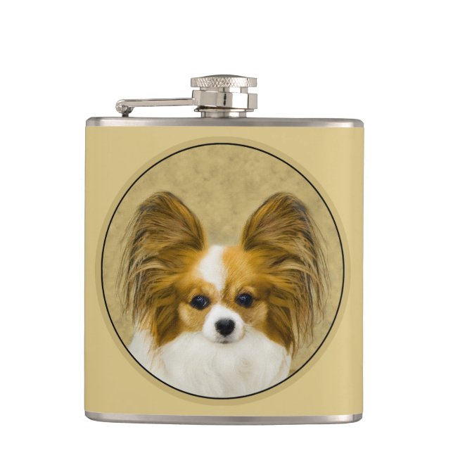 Flasques Papillon (Hound Tri) Peinture - Art Chien original (Devant)
