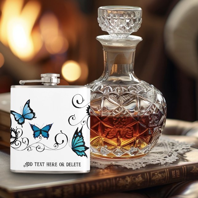 Flasques Papillons bleu Tribal Steampunk (Créateur téléchargé)