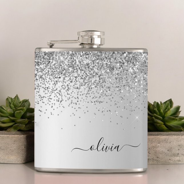 Flasques Parties scintillant argent Monogramme Nom Luxury G (Créateur téléchargé)