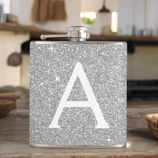 Flasques Parties scintillant en argent de luxe et Monogramm (Créateur téléchargé)