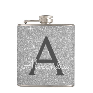 Flasques Parties scintillant en argent de luxe et Monogramm