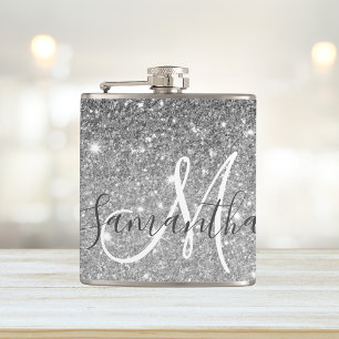 Flasques Parties scintillant gris moderne éclabousser Nom p