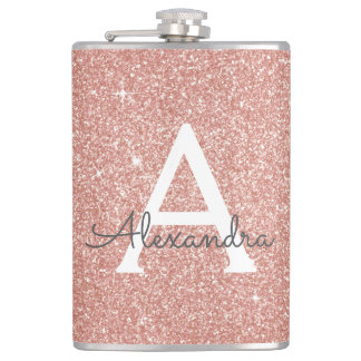 Flasques Parties scintillant rose Rose or et Monogramme éti