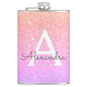 Flasques Parties scintillant violette rose et monogramme ét