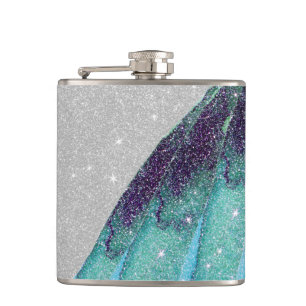 Flasques Parties scintillantes bleues et noires turquoises
