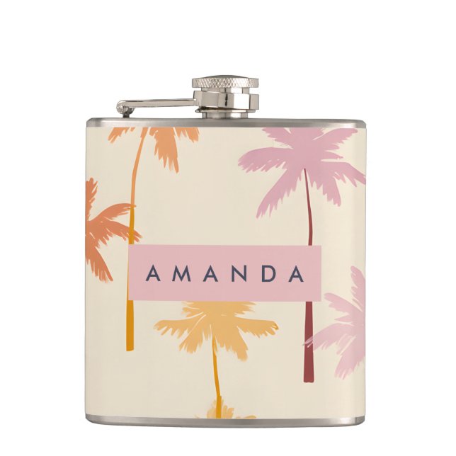 Flasques Pastel personnalisé Tropical Sunset Palm Tree (Devant)