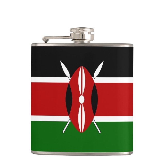 Flasques Patriotique, fiole spéciale avec Drapeau du Kenya (Devant)