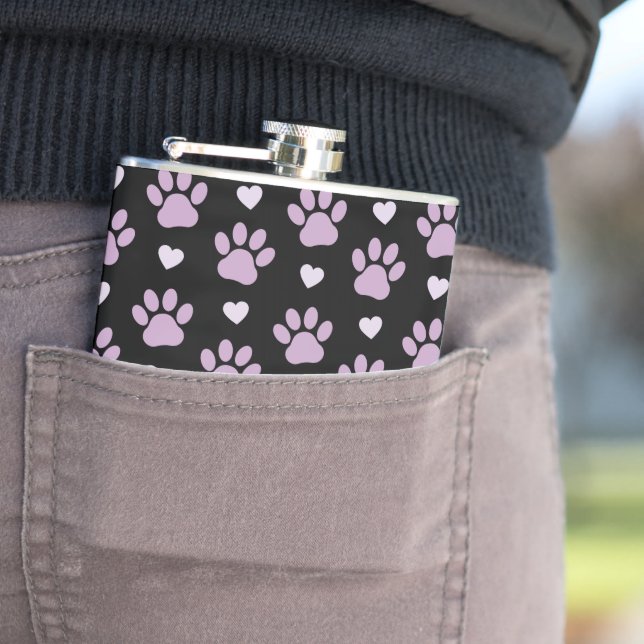 Flasques Pattern of paws, Dog paws, Lilac paws, Hearts (In Situ)