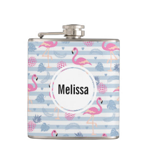 Flasques Patters de Whimsical Flamingo et Pineapple