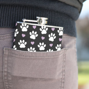 Flasques Paw Motif, Chien Paws, White Paws, Lilac Hearts