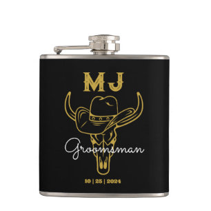 Flasques Pays Cowboy Personnalisé Groomsmen Monogramme