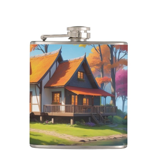 Flasques Paysage naturel avec un chalet en dehors du lac-56 (Devant)