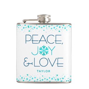 Flasques Peace Jove Love Turquoise Holiday Snowflake Nom