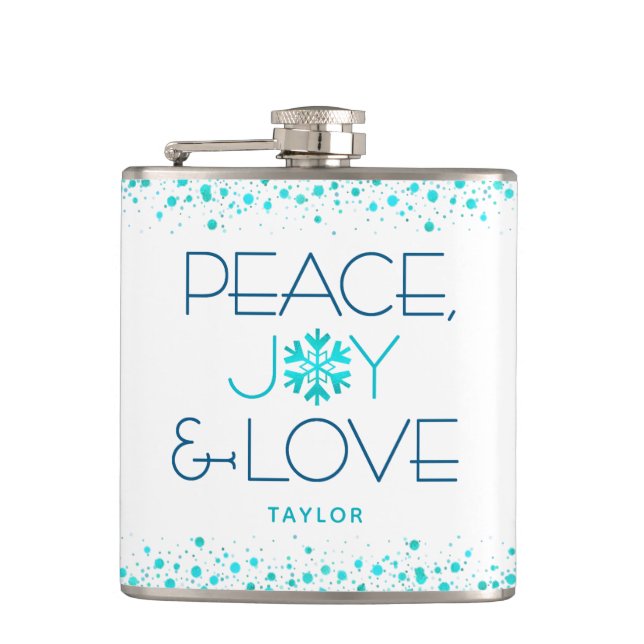 Flasques Peace Jove Love Turquoise Holiday Snowflake Nom (Devant)