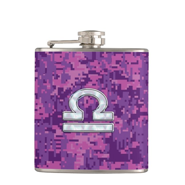 Flasques Pearl Libra Zodiac Sign on Fuchsia Camo numérique (Devant)