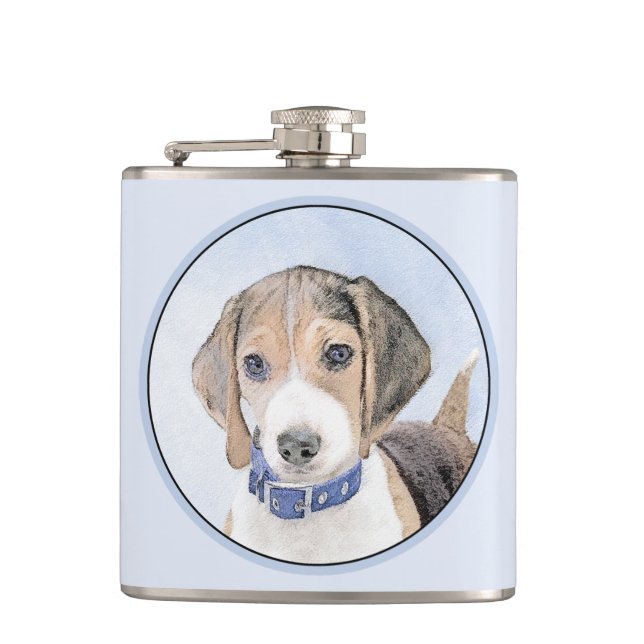 Flasques Peinture beagle - Cute Original Chien Art (Devant)