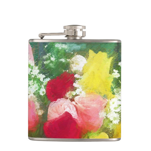 Flasques Peinture Bouquet Rose - Jolie Art Fleur Originale (Devant)