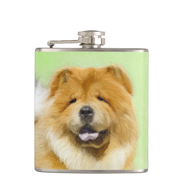 Flasques Peinture Chow Chow - Joli art original chien (Devant)
