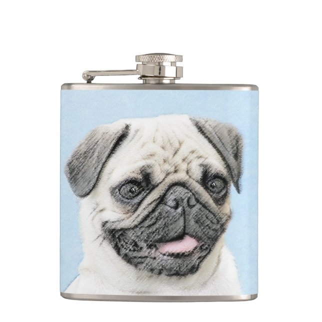 Flasques Peinture de carlin - Joli art original de chien (Devant)