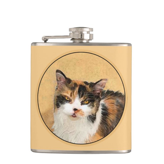 Flasques Peinture de chat Calico - Cute Original Cat Art (Devant)