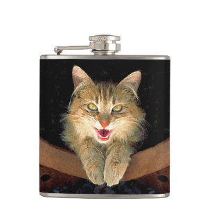 Flasques Peinture de chat Mad - Cute Original Cat Art