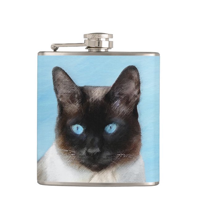 Flasques Peinture de chats de Siamese - Cute Original Cat A (Devant)