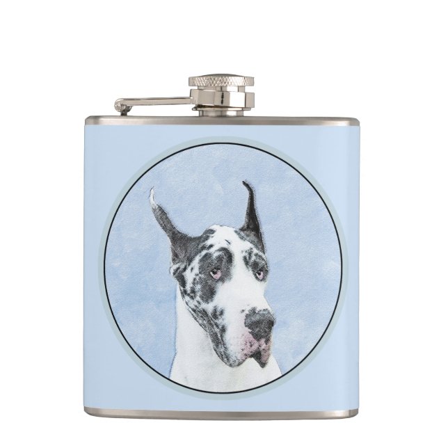 Flasques Peinture de Great Dane (Arlequin) - Art original d (Devant)