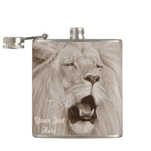 Flasques peinture de la faune de la sépia sur le lion qui 