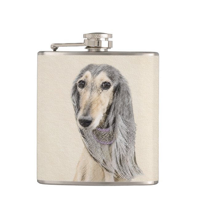 Flasques Peinture de Saluki (Faune) - Cute Original Chien A (Devant)