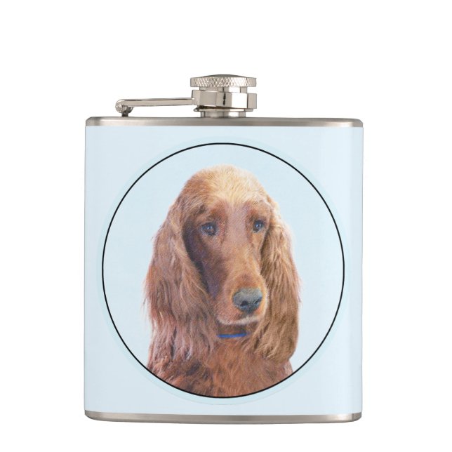 Flasques Peinture de Setter Irlandais - Art Original de Chi (Devant)