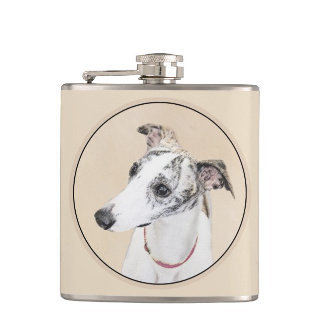 Flasques Peinture de Whippet - Jolie œuvre d'art originale  (Devant)