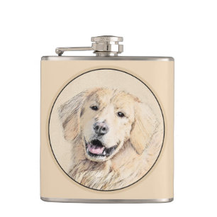 Flasques Peinture Golden Retriever - Joli art original chie